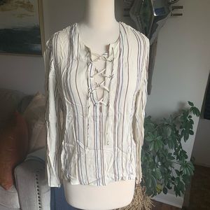 70’s Inspired Lace Up Top